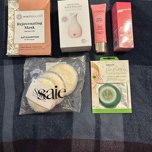 Mintbiology, Cryo-Ice roller, Yensa face cream, Generation skin, Saie & eye pads